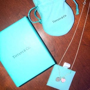 Tiffany & Co. double heart pink silver necklace